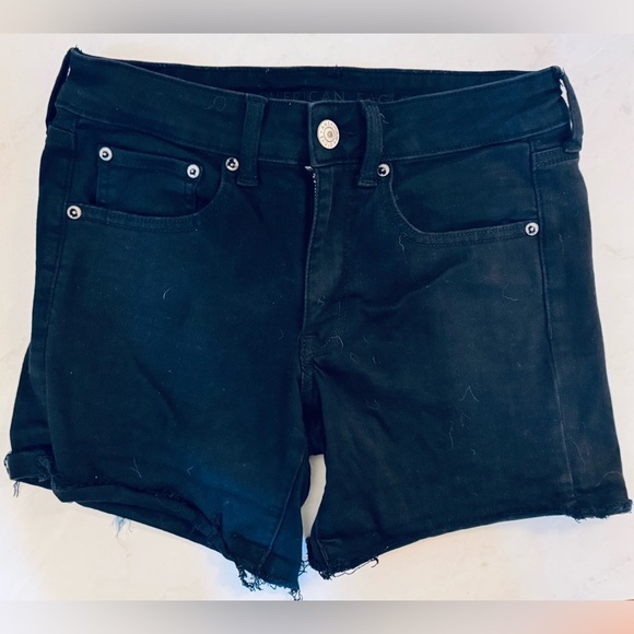 American Eagle Women's Black Denim Shorts - Picture 2 of 6
